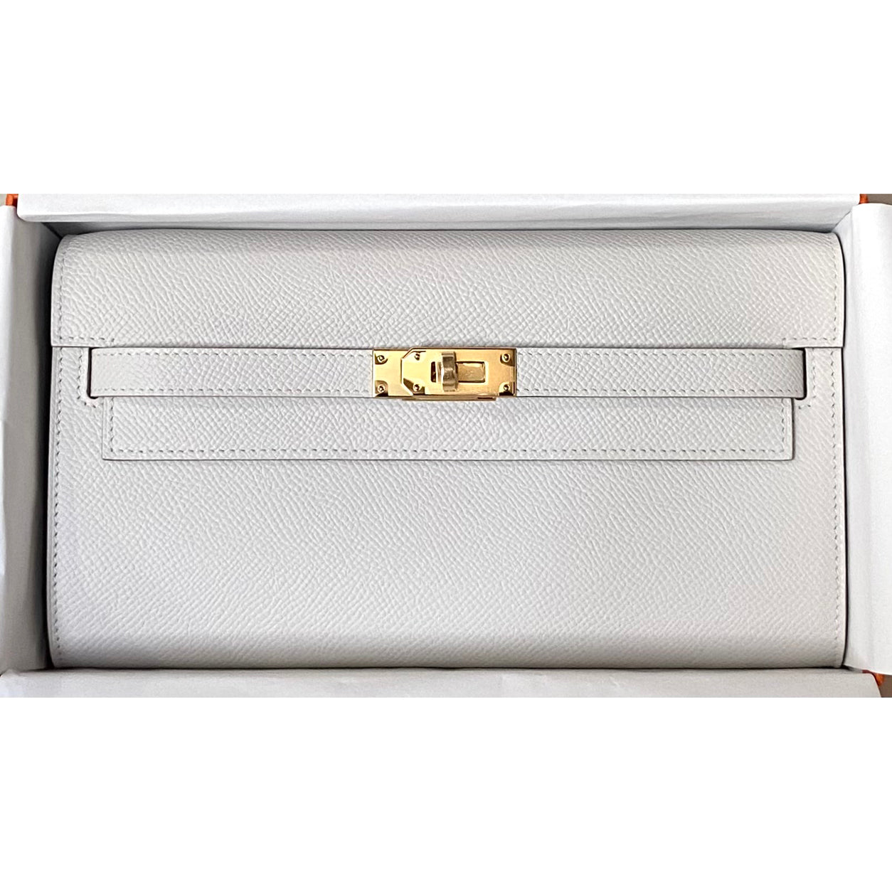 Hermès Kelly Wallet to Go Gris Pale Epsom GHW