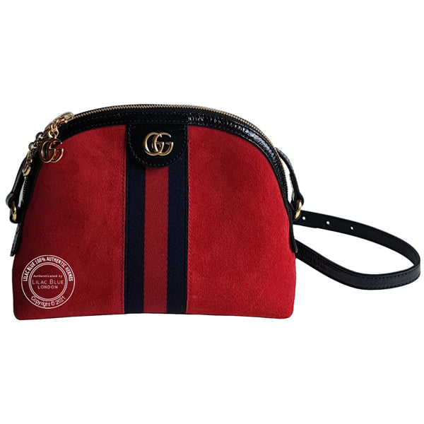 Gucci Ophidia Shoulder Bag Red Suede GHW - As New
