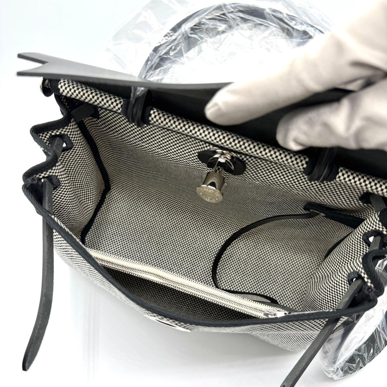 Hermès Herbag 31cm Black & Ecru Hunter & Toile Q PHW