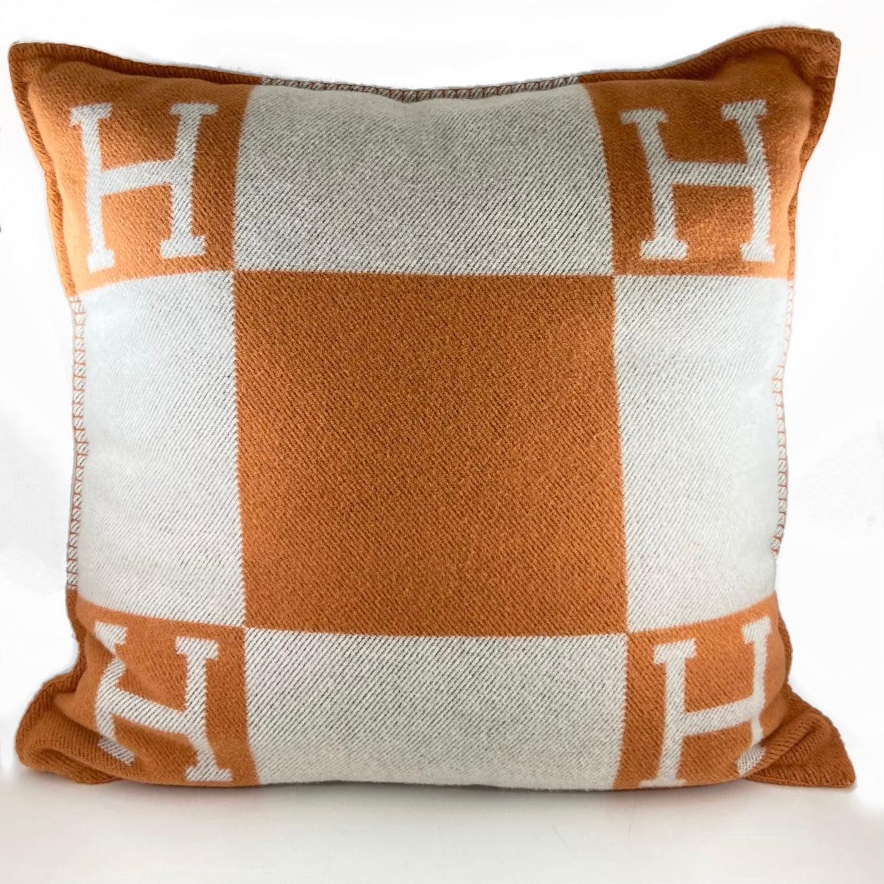 Hermès Avalon Pillow in Potiron & Ecru