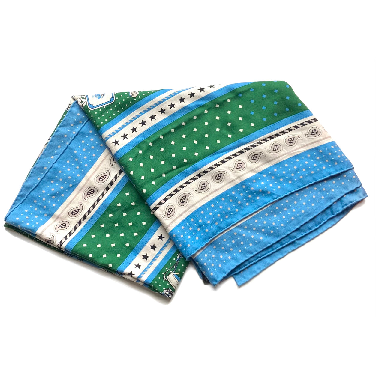 Hermès Shawl Harnais de Coeur. Bleu Clair, Vert, Natural