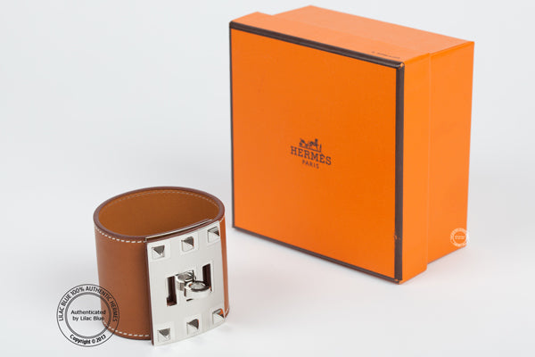 Hermès Kelly Dog Extreme Fauve Barenia Bracelet. Palladium