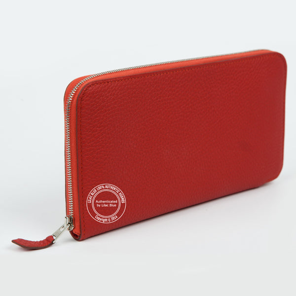 Hermès AZAP Wallet in Rouge Vermillion. Togo
