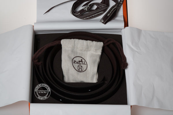 Hermès Brown and Black Leather Belt. Gold