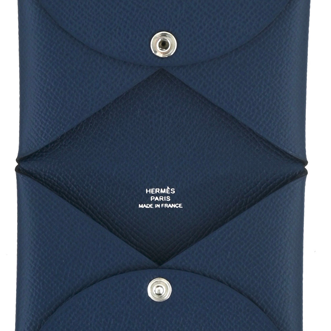 Hermès Calvi Card Holder. Blue. Evercolor