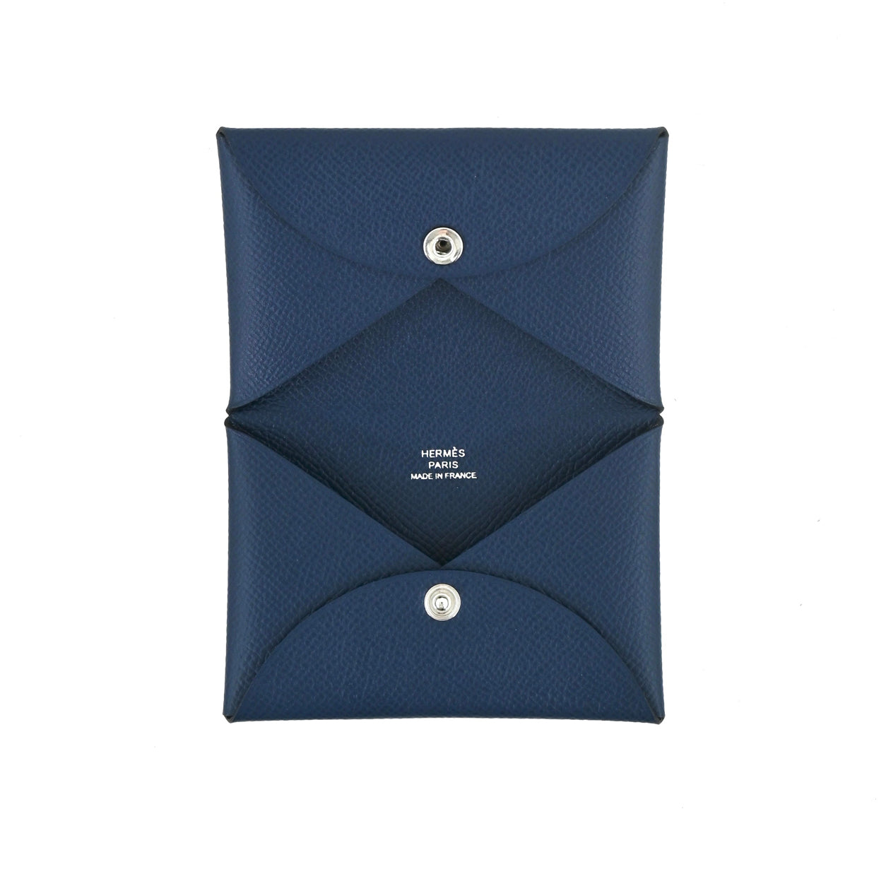 Hermès Calvi Card Holder. Blue. Evercolor