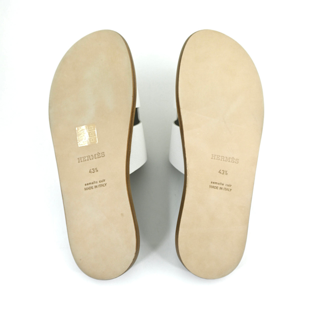Hermès Izmir Sandals Beige Glaise/Vert Toundra