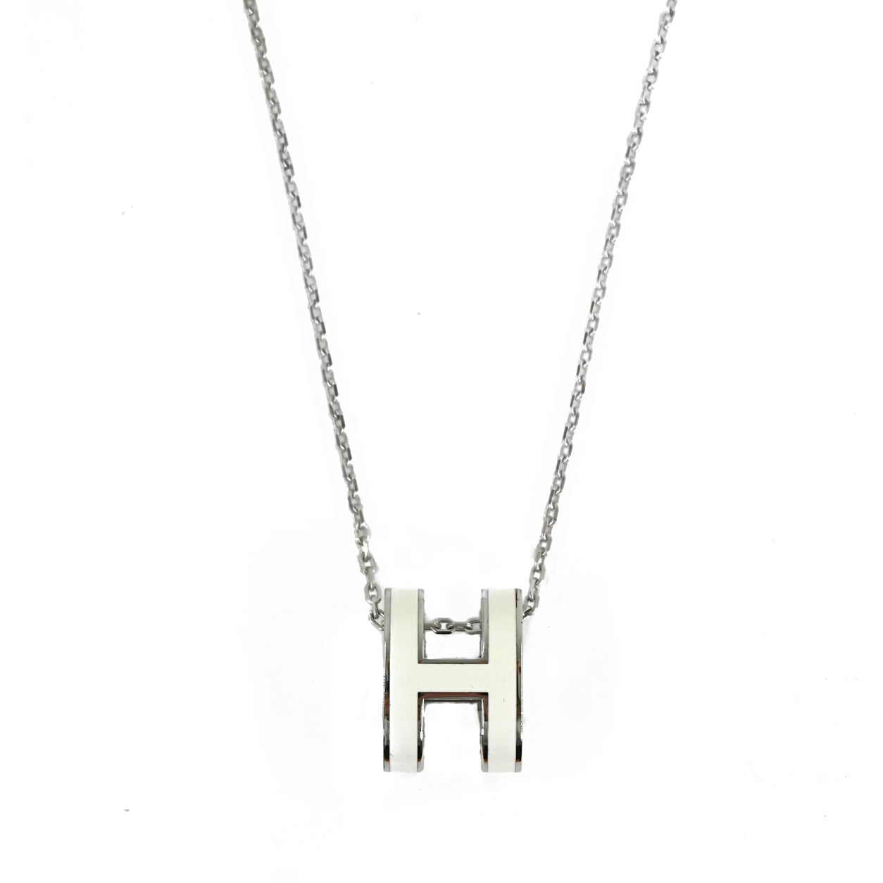 Hermès Pop H Necklace. White/Silver