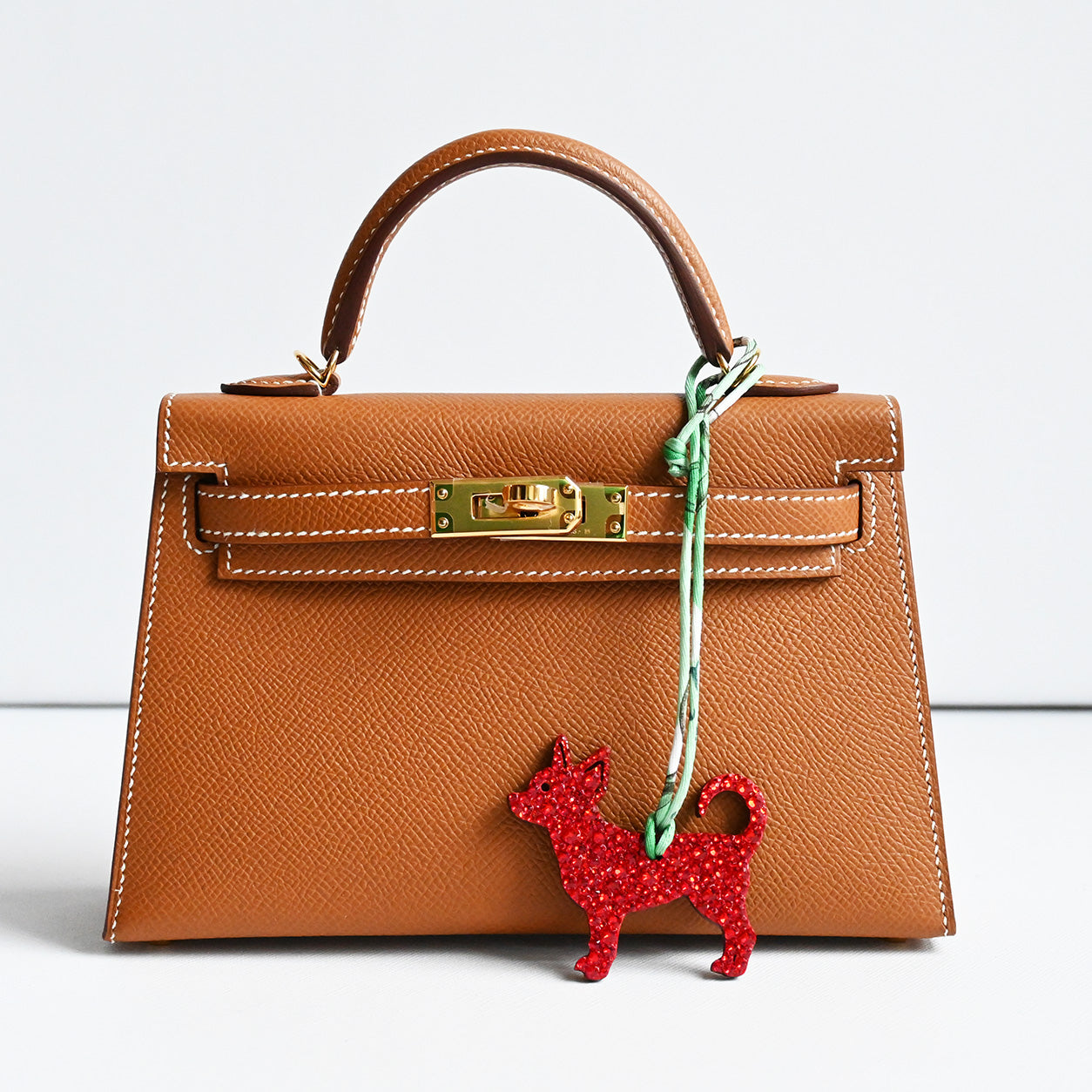 Hermès Chihuahua Charm. Red with Swarovski Crystal