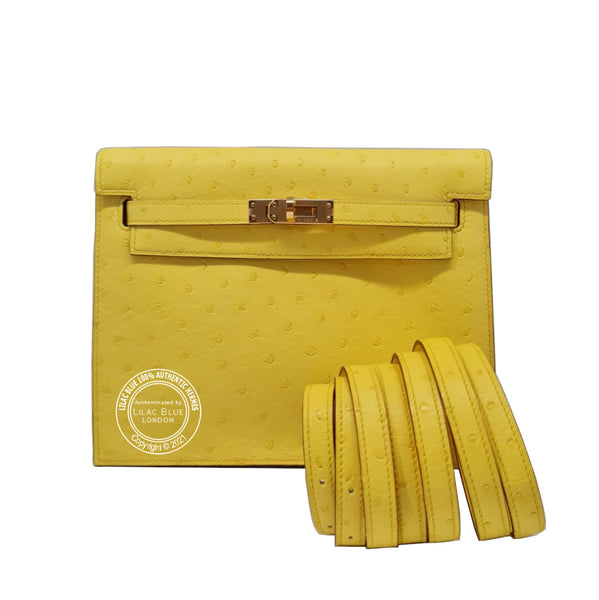 Hermès Kelly Danse Jaune Citron Ostrich GHW