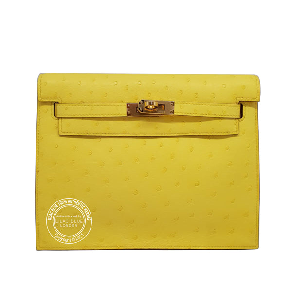 Hermès Kelly Danse Jaune Citron Ostrich GHW
