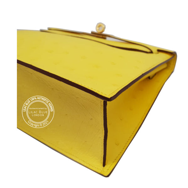 Hermès Kelly Danse Jaune Citron Ostrich GHW