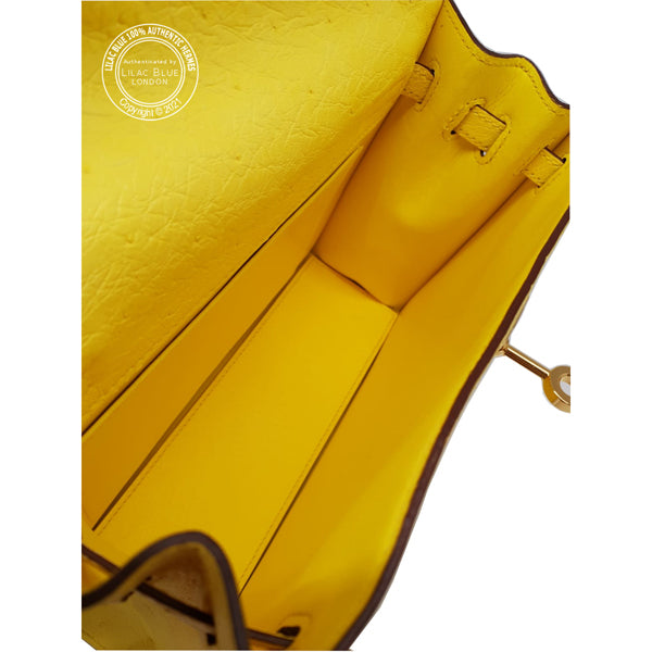 Hermès Kelly Danse Jaune Citron Ostrich GHW