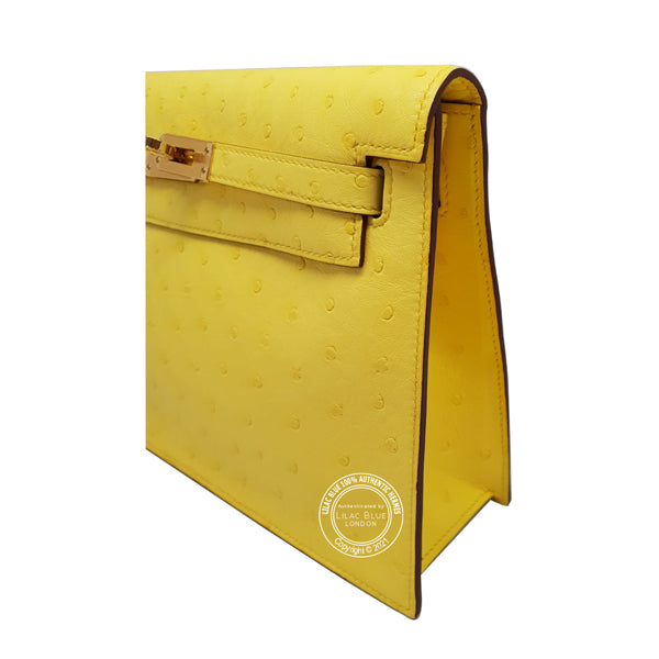 Hermès Kelly Danse Jaune Citron Ostrich GHW