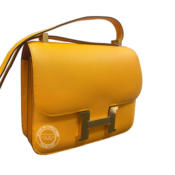 Hermès Constance 24cm Jaune d'Or/Rose Pourpre HSS Evercolor PBHW