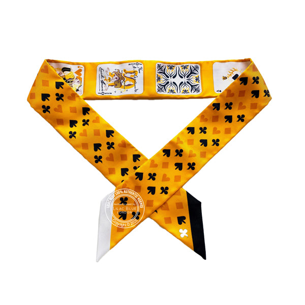 Hermès Twilly Jeu de Cartes. Bouton d'Or, Noir, Blanc