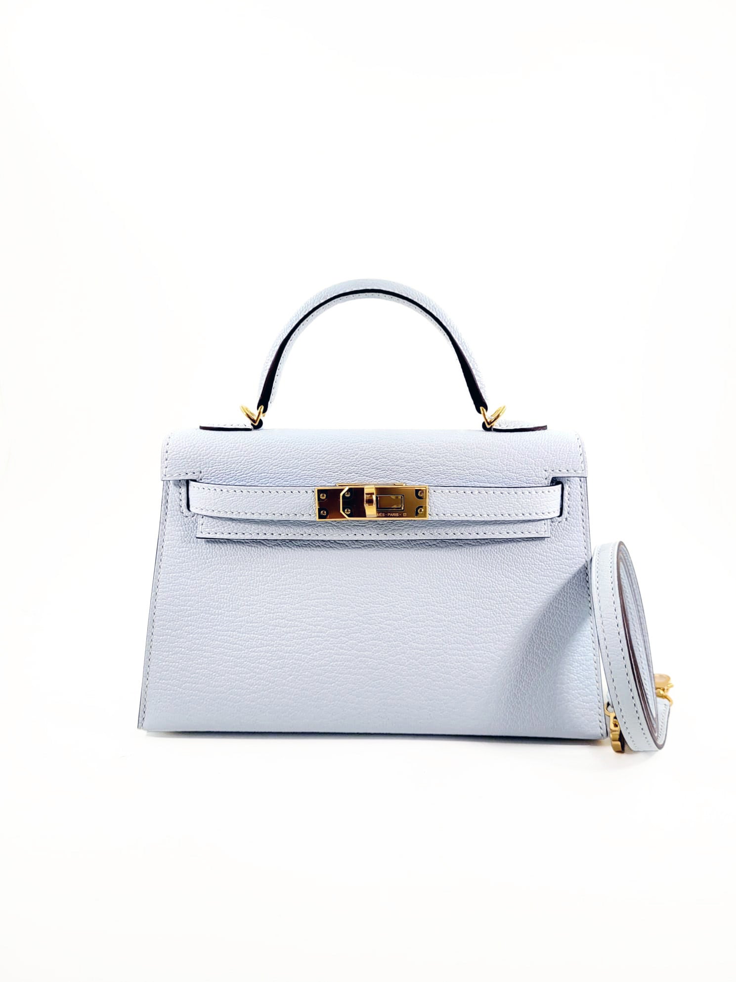 Hermes Kelly 20cm Bleu Brume Chevre GHW