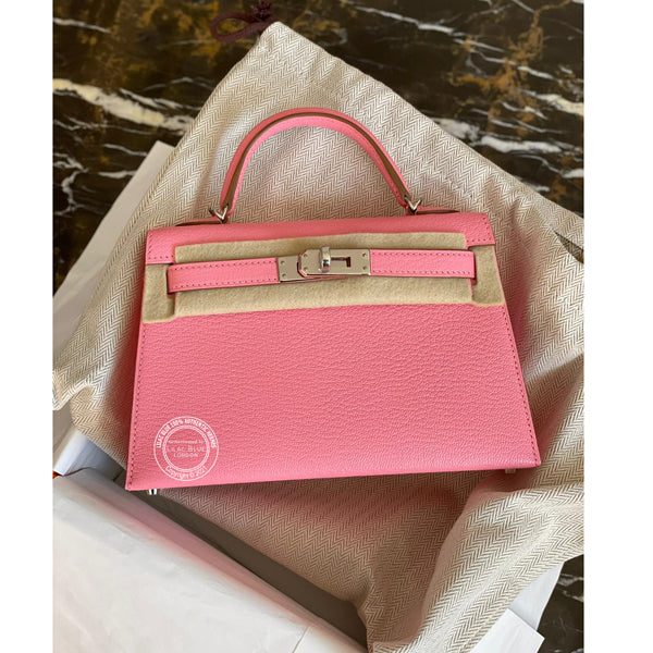 Hermès Kelly 20cm Rose Confetti Chevre PHW