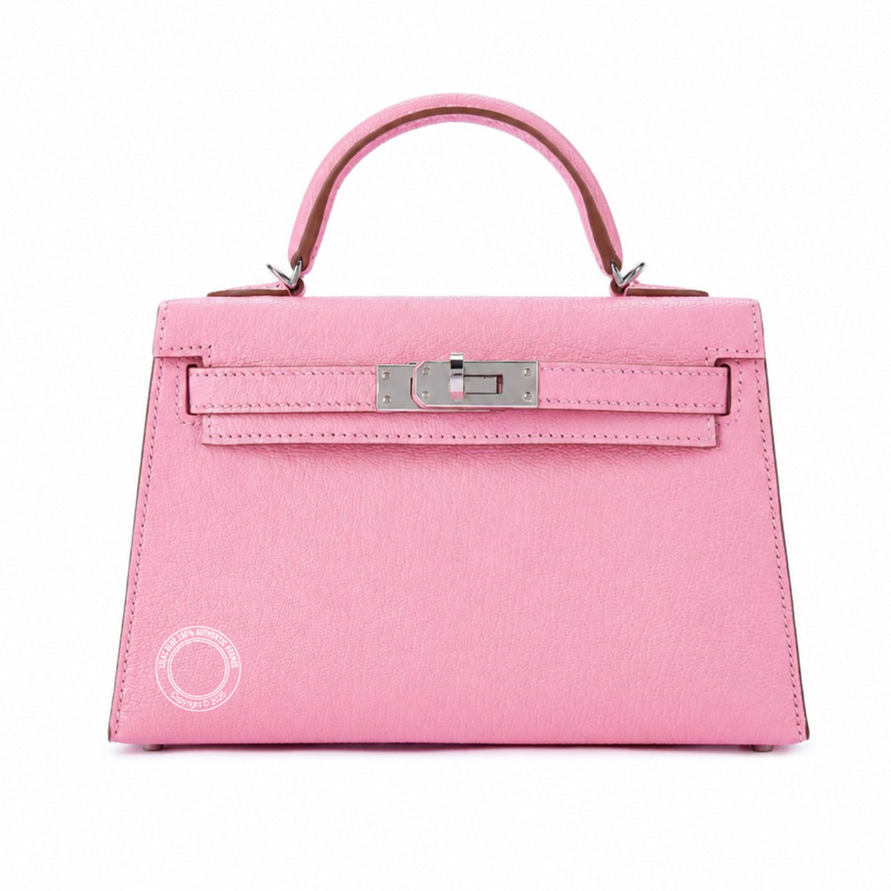 Mini Kelly 20 Rose Confetti Chevre leather palladium hardware