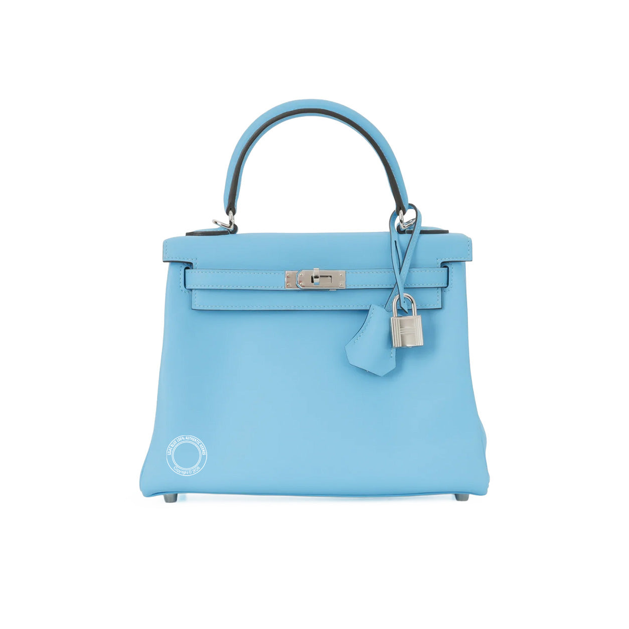 Hermès Kelly 25cm Celeste Swift PHW