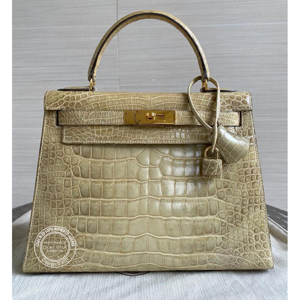 Hermès Kelly 28cm Vert Celadon Natura Alligator GHW - Vintage