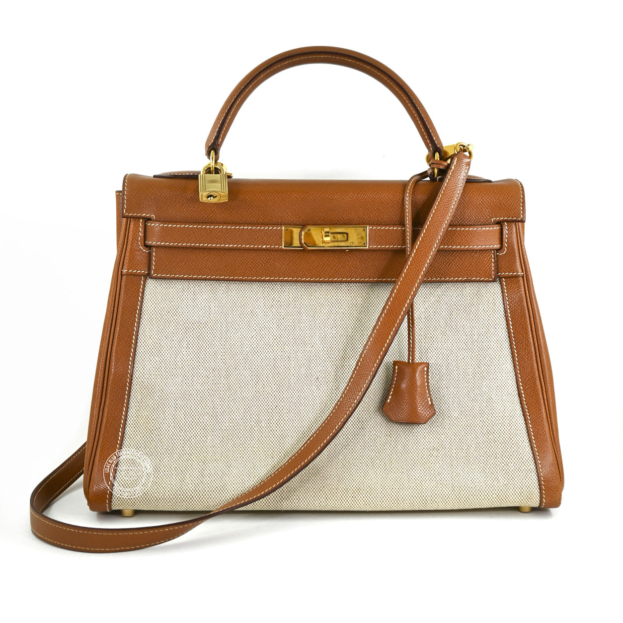 Hermès Kelly 32cm Gold Courchevel/Canvas GHW - Vintage