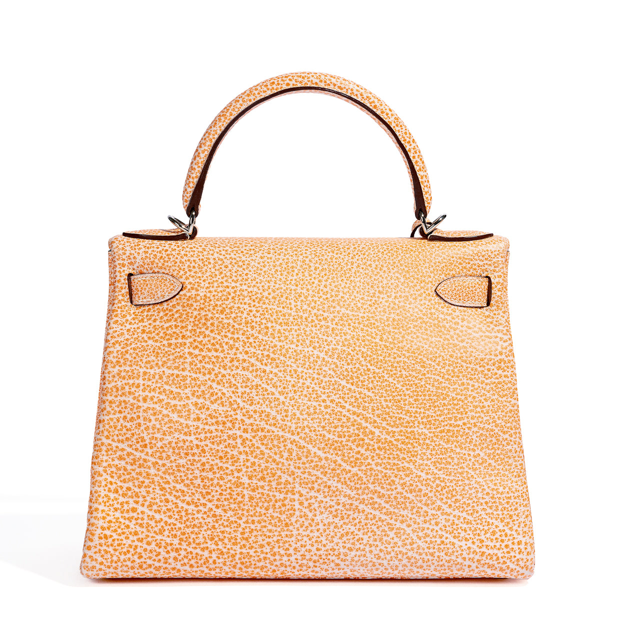 Hermès Kelly 28cm Orange Buffalo Dalmatian PHW - Preloved