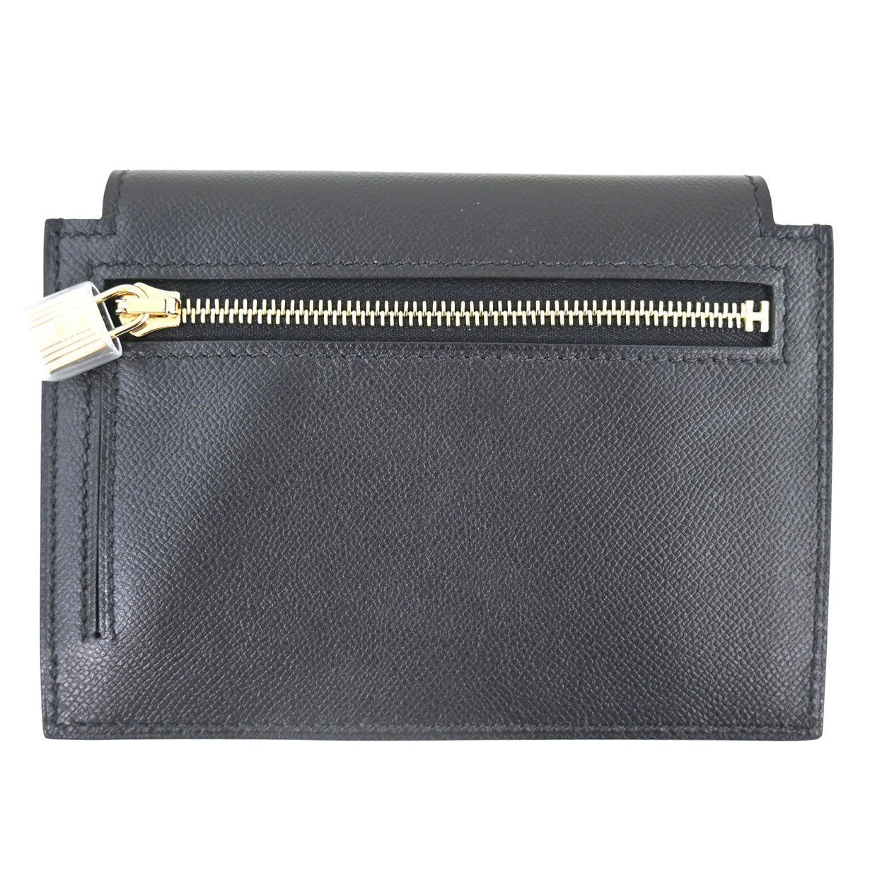 Hermès Kelly Compact Wallet. Black. Epsom. GHW