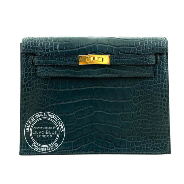 Hermès Kelly Danse Vert Rousseau Matte Croc - GHW