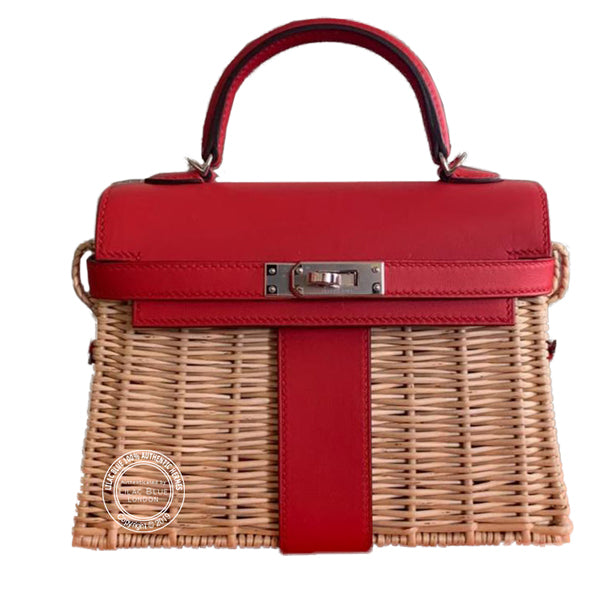 Hermès Kelly 20cm Rouge de Coeur Swift/Osier PHW