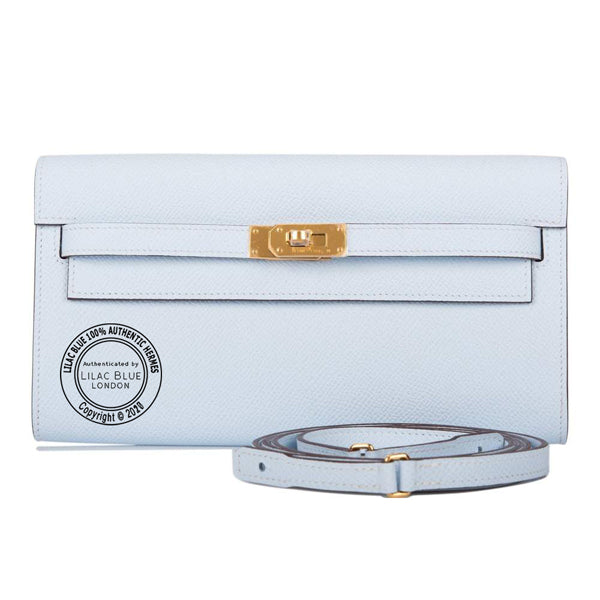 Hermès Kelly Wallet to Go Bleu Brume Epsom GHW