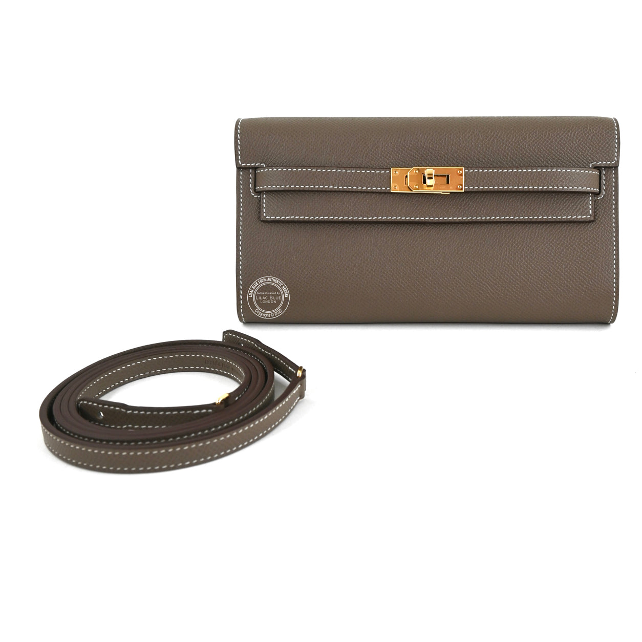 Hermès Kelly Wallet to Go Etoupe Epsom GHW