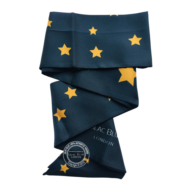 Stars Maxi Twilly - Navy Blue & Yellow