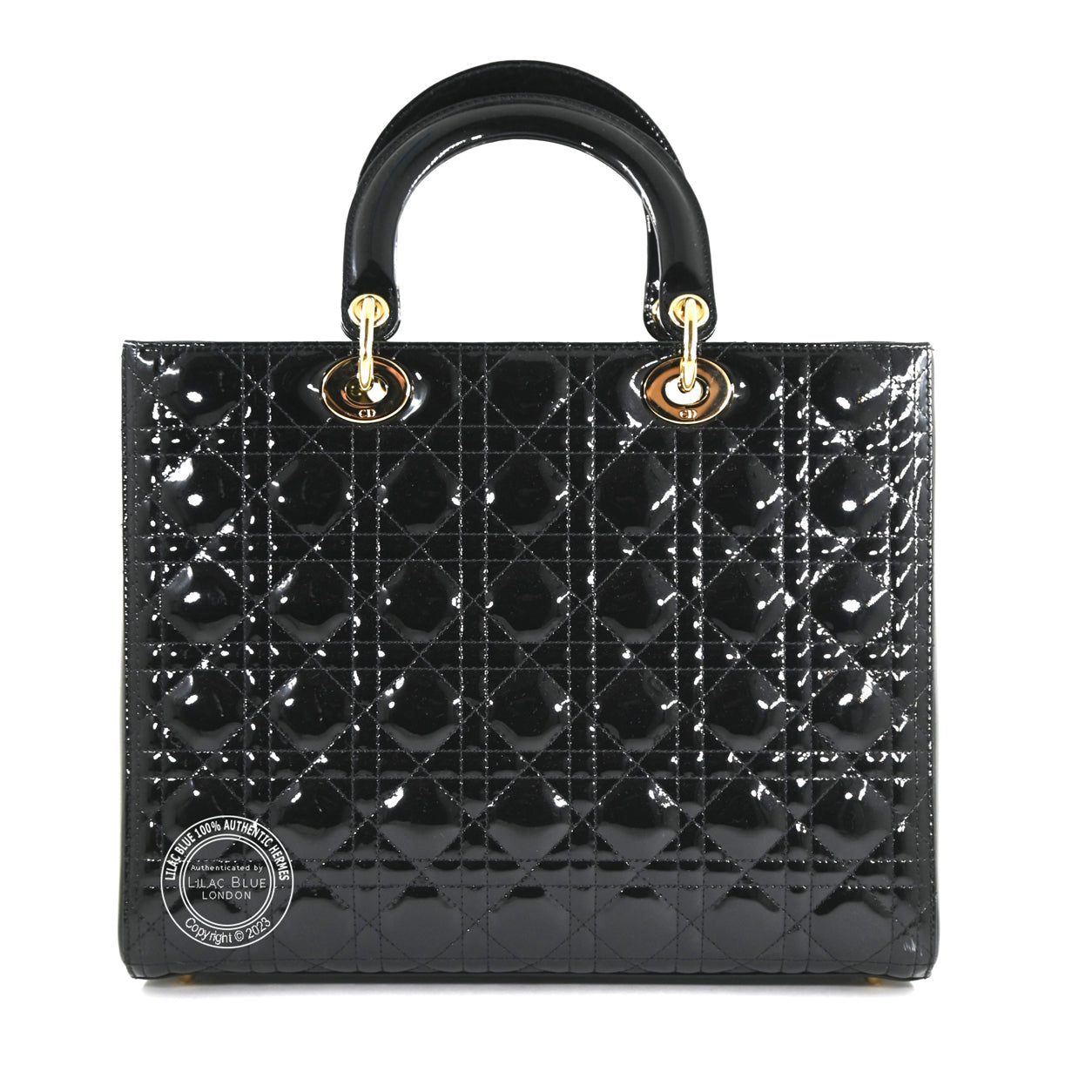 Lady Dior Black Patent Leather GHW - Preloved