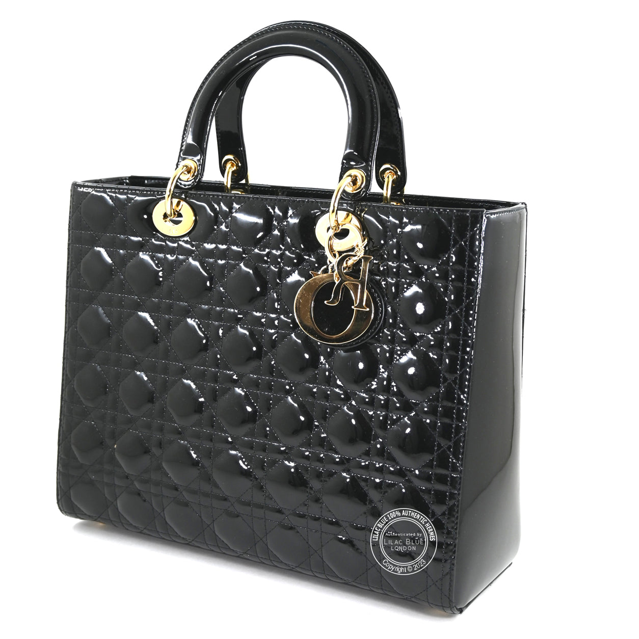 Lady Dior Black Patent Leather GHW - Preloved