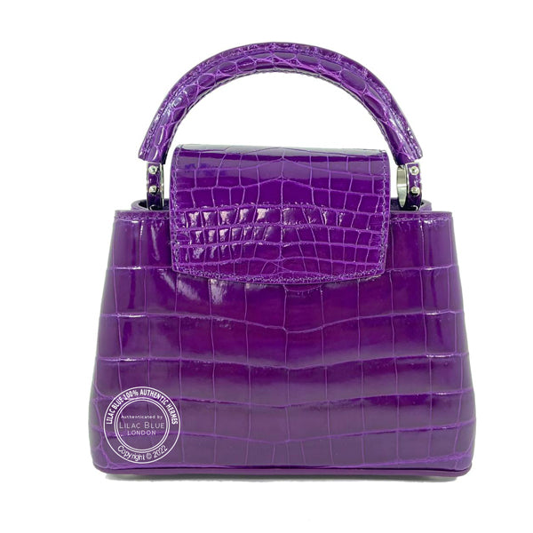 Louis Vuitton Capucines Mini Amethyst Shiny Croc PHW - As New