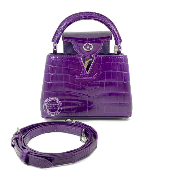 Louis Vuitton Capucines Mini Amethyst Shiny Croc PHW - As New