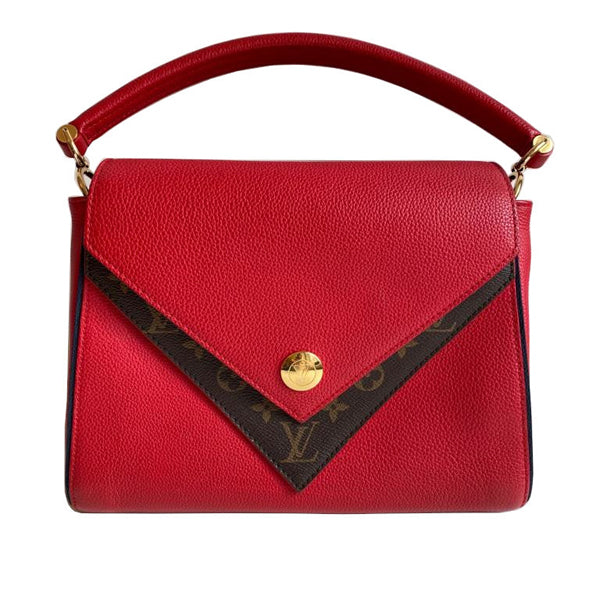 Louis Vuitton Double V Red Calf Leather/Monogram Canvas GHW - Preloved