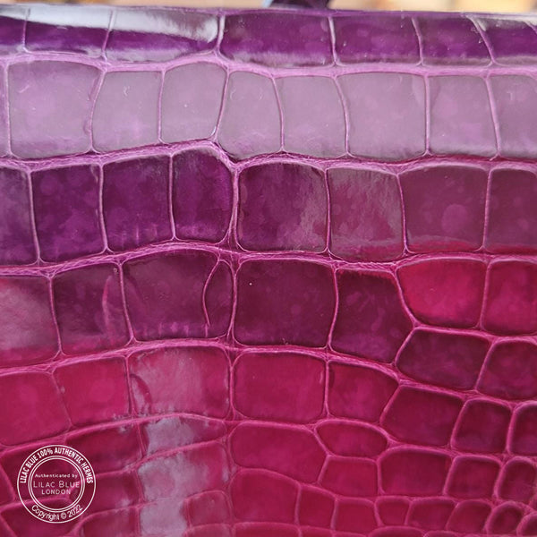 Hermes Constance 18cm Amethyst Shiny Croc PHW/Enamel - Preloved