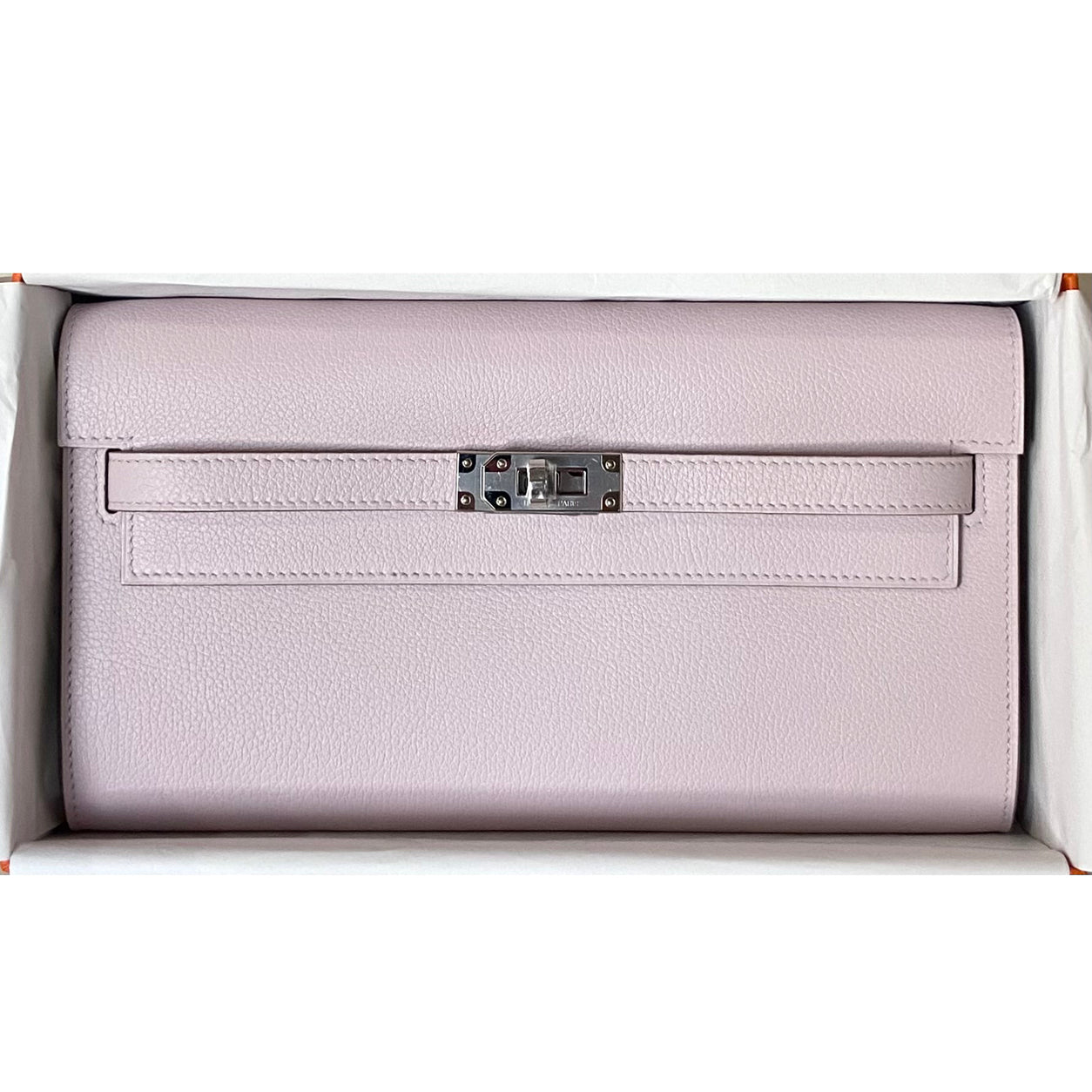 Hermès Kelly 20cm Wallet to Go Mauve Pale Evercolor PHW