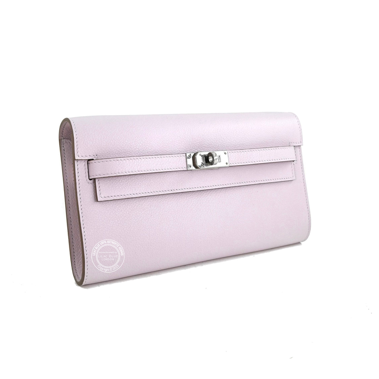 Hermès Kelly 20cm Wallet to Go Mauve Pale Evercolor PHW