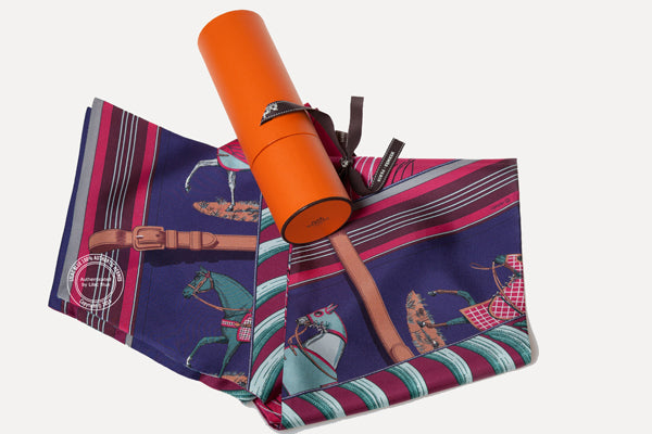 Hermès Maxi Twilly Carré en Carrés. Rose Indien, Bordeaux, Vert