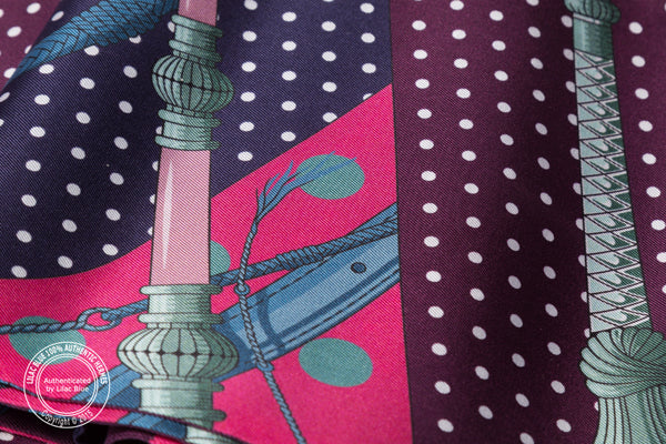 Hermès Maxi Twilly Clic Clac a Pois. Fuschia, Bleu - Preloved