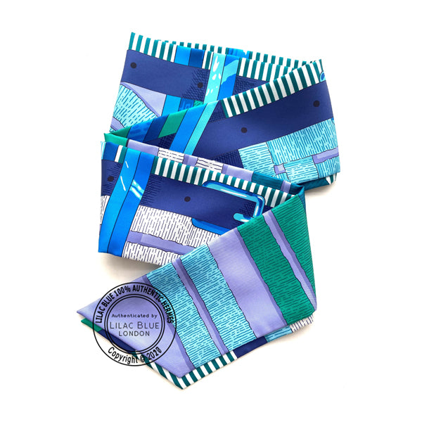 Hermès Maxi Twilly Slim Mors a Jouets Chemise. Bleu Moyen, Vert, Turquoise