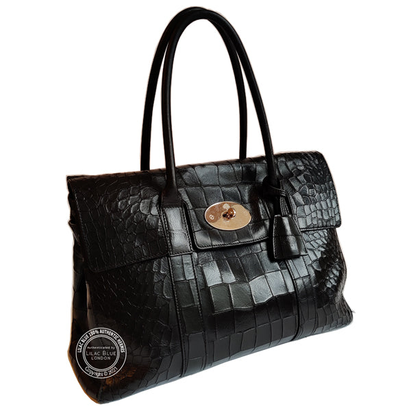 Mulberry Bayswater Black Mock Croc - Preloved