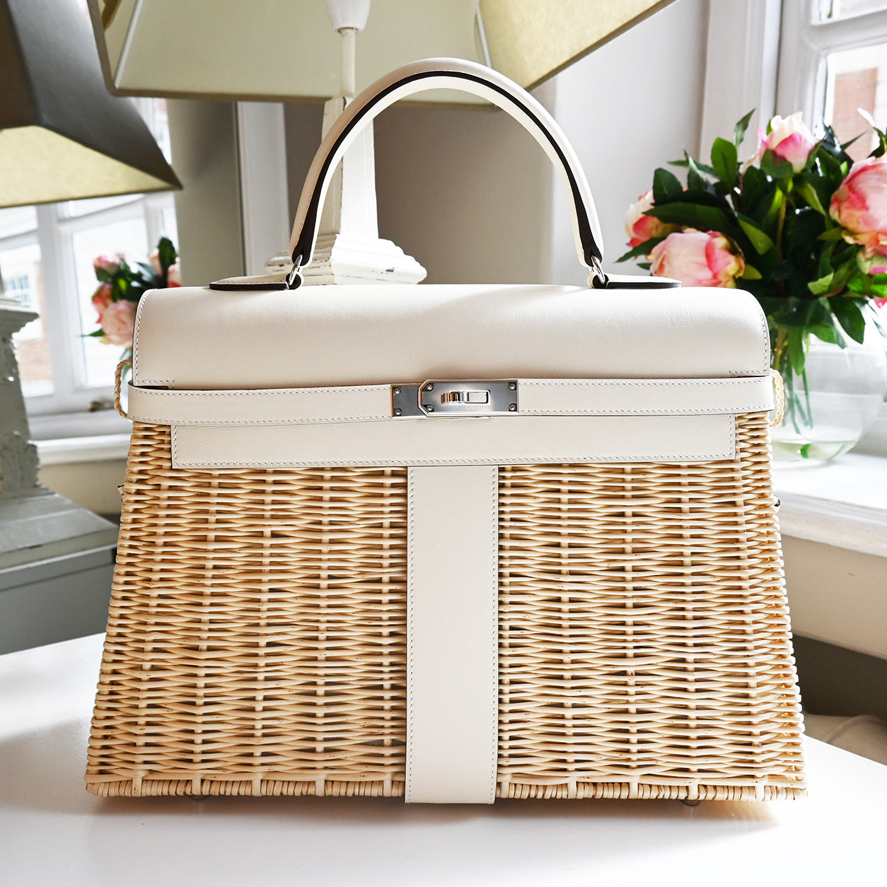 Hermès Kelly 35cm Nata Picnic Swift/Osier PHW