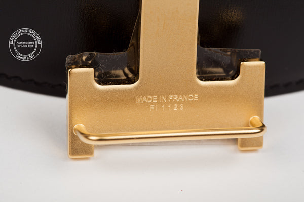 Hermès Orange/Black Belt with Gold Buckle