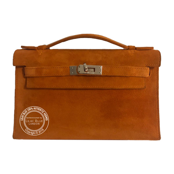 Hermès Kelly 22cm Orange Mini Pochette Veau Doblis GHW - Vintage
