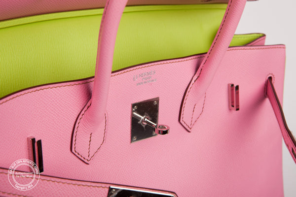 Hermès Birkin 35cm Bubblegum Pink/Vert Anis Togo PHW