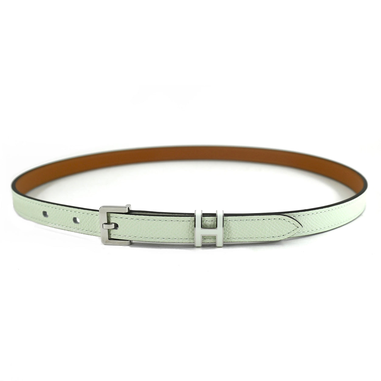 Hermès Pop H Belt in Vert Fizz. Epsom, Palladium